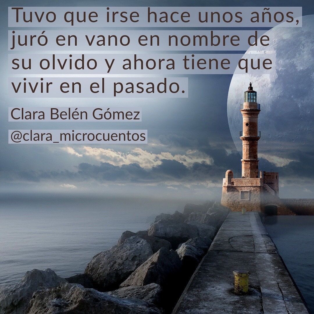 Tarjeta de fotografía con frase de Clara Belén Gómez sobre el olvido