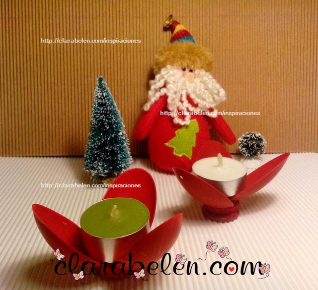 Portavelas decorativas con cucharas de plástico para la mesa de Navidad -  Inspiraciones: manualidades y reciclaje