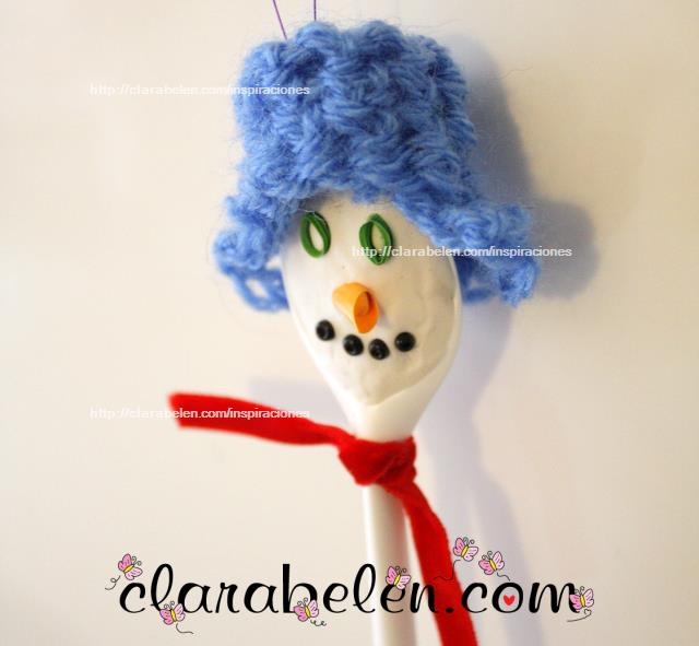 hacer muñecos nieve para con plastilina y cucharas - Inspiraciones: manualidades y reciclaje