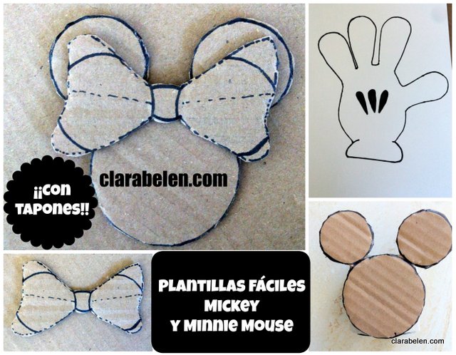 Como dibujar plantilla de Mickey y Minnie Mouse para fiestas