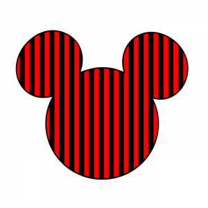 Cabeza Mickey rayas negras rojas